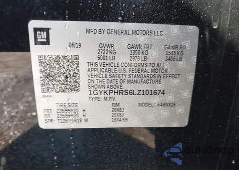 2020 Cadillac Xt6 Awd Sport from USA, damaged, VIN 1GYKPHRS6LZ101674